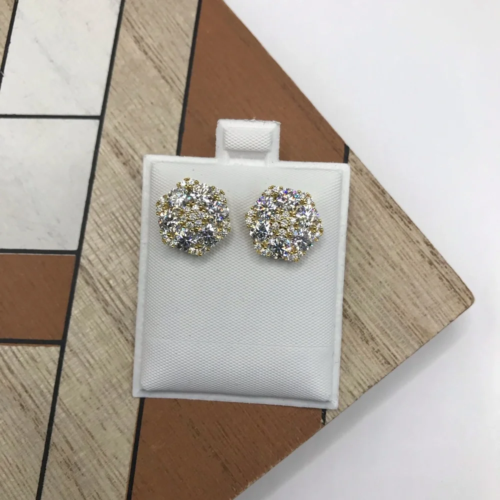 925 Sterling Silver 4.00CT MOISSANITE Flower stud Screw Back Earrings